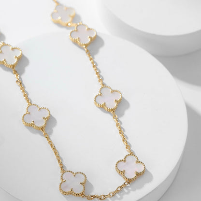 [basloveJW]CLOVER 10 MOTIFS WHITE MOTHER OF PEARL NECKLACE