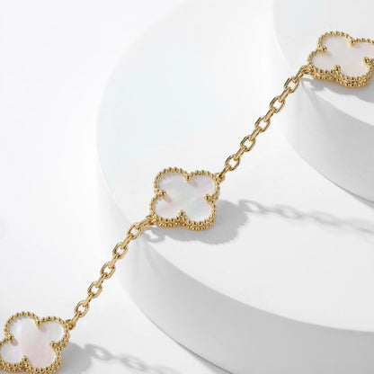 [basloveJW]CLOVER 10 MOTIFS WHITE MOTHER OF PEARL NECKLACE