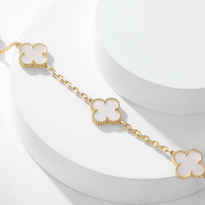 [basloveJW]CLOVER 10 MOTIFS WHITE MOTHER OF PEARL NECKLACE