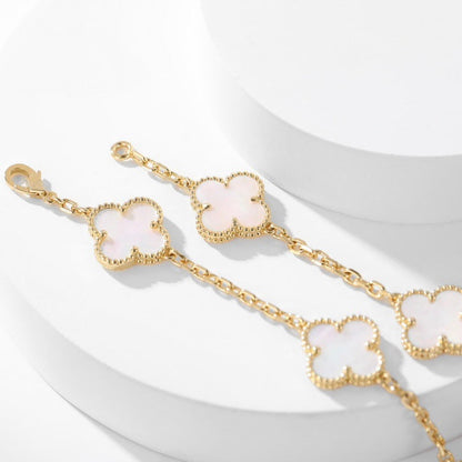 [basloveJW]CLOVER 10 MOTIFS WHITE MOTHER OF PEARL NECKLACE