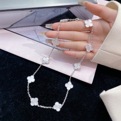 [basloveJW]CLOVER 10 MOTIFS WHITE MOTHER OF PEARL NECKLACE