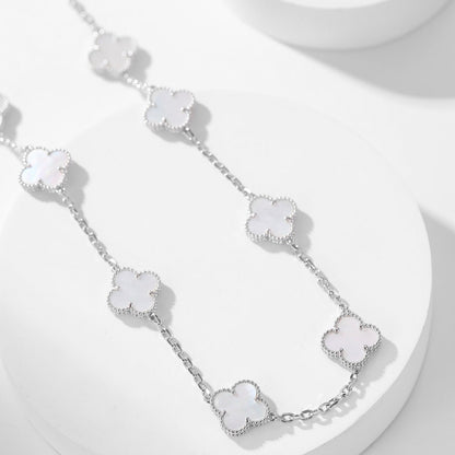 [basloveJW]CLOVER 10 MOTIFS WHITE MOTHER OF PEARL NECKLACE