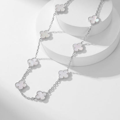 [basloveJW]CLOVER 10 MOTIFS WHITE MOTHER OF PEARL NECKLACE