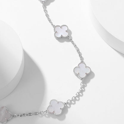 [basloveJW]CLOVER 10 MOTIFS WHITE MOTHER OF PEARL NECKLACE