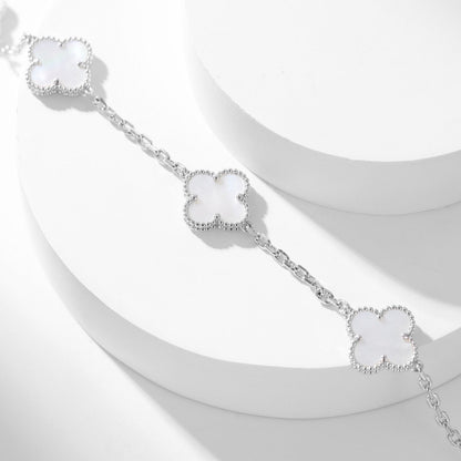 [basloveJW]CLOVER 10 MOTIFS WHITE MOTHER OF PEARL NECKLACE