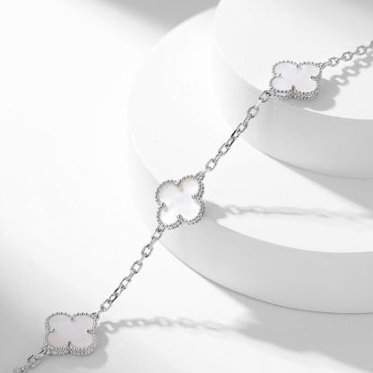 [basloveJW]CLOVER 10 MOTIFS WHITE MOTHER OF PEARL NECKLACE