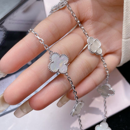 [basloveJW]CLOVER 10 MOTIFS WHITE MOTHER OF PEARL NECKLACE