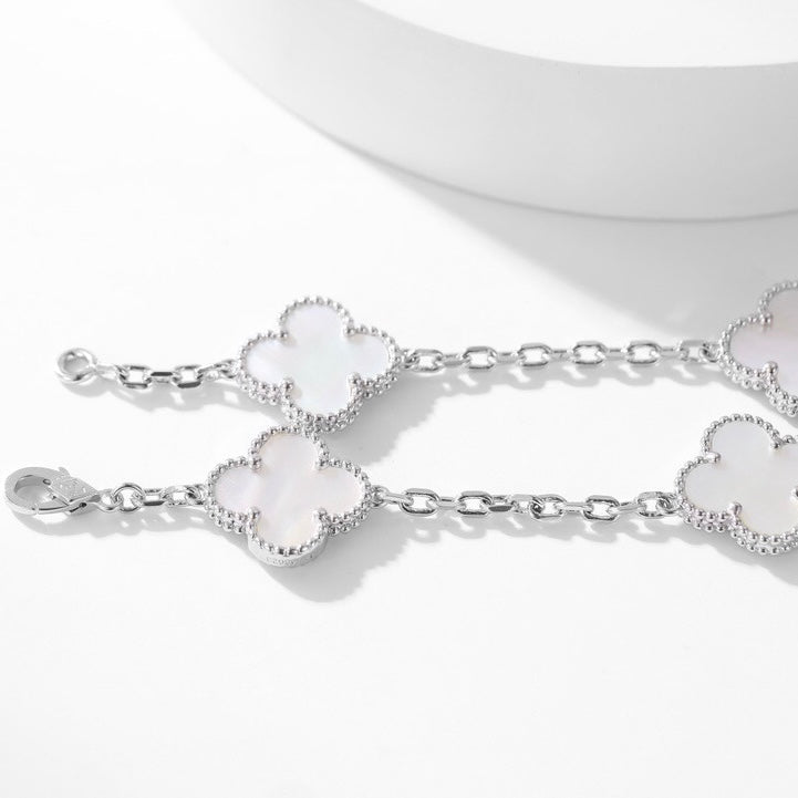 [basloveJW]CLOVER 10 MOTIFS WHITE MOTHER OF PEARL NECKLACE