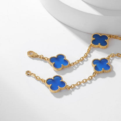 [basloveJW]CLOVER 10 MOTIFS BLUE AGATE NECKLACE