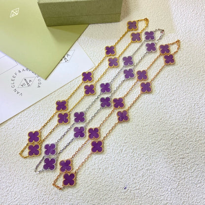 [baslovejewels]CLOVER 10 MOTIFS  PURPLE VIOLET  NECKLACE