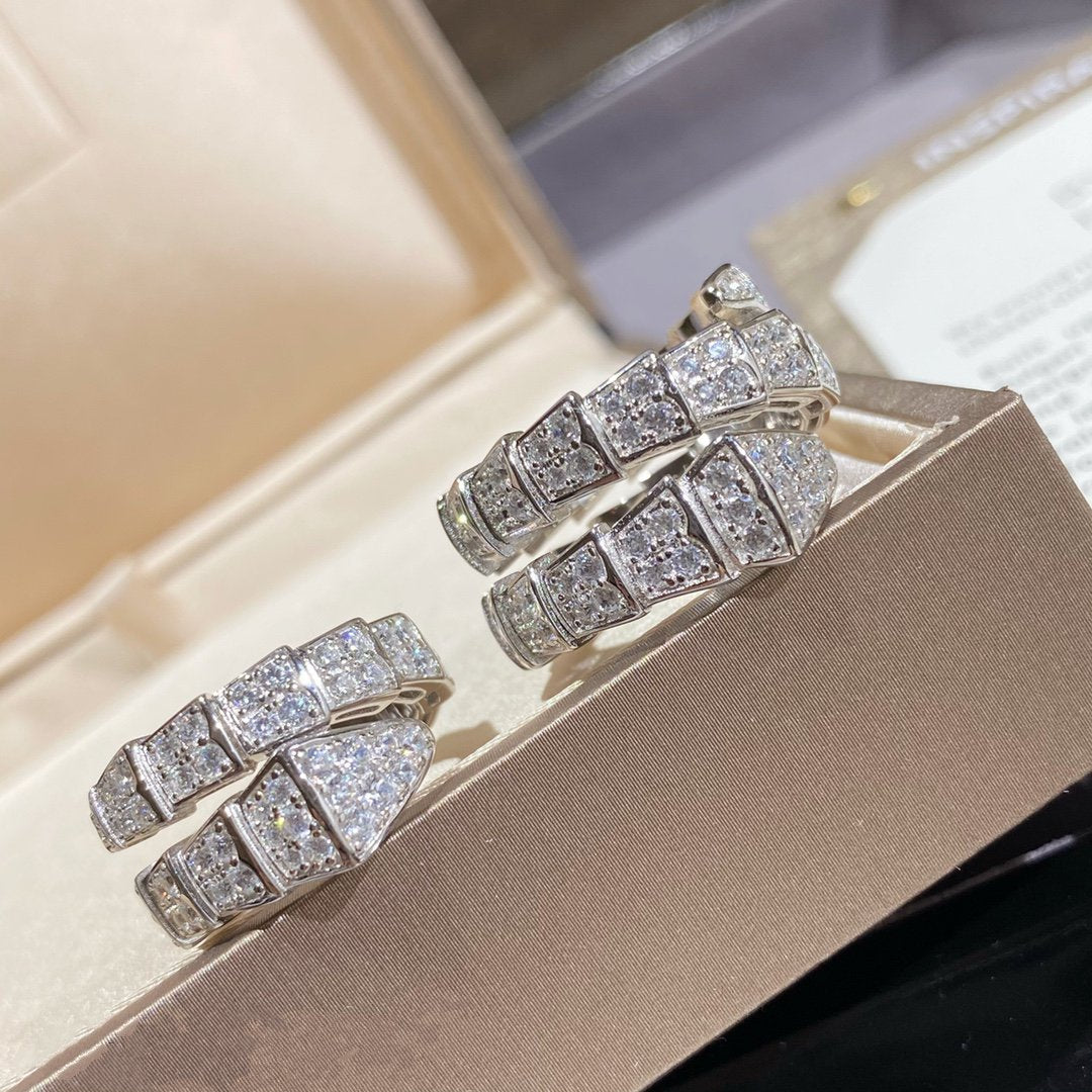[baslovejewels]SERPENTI DOUBLE RING SILVER DIAMOND PAVED