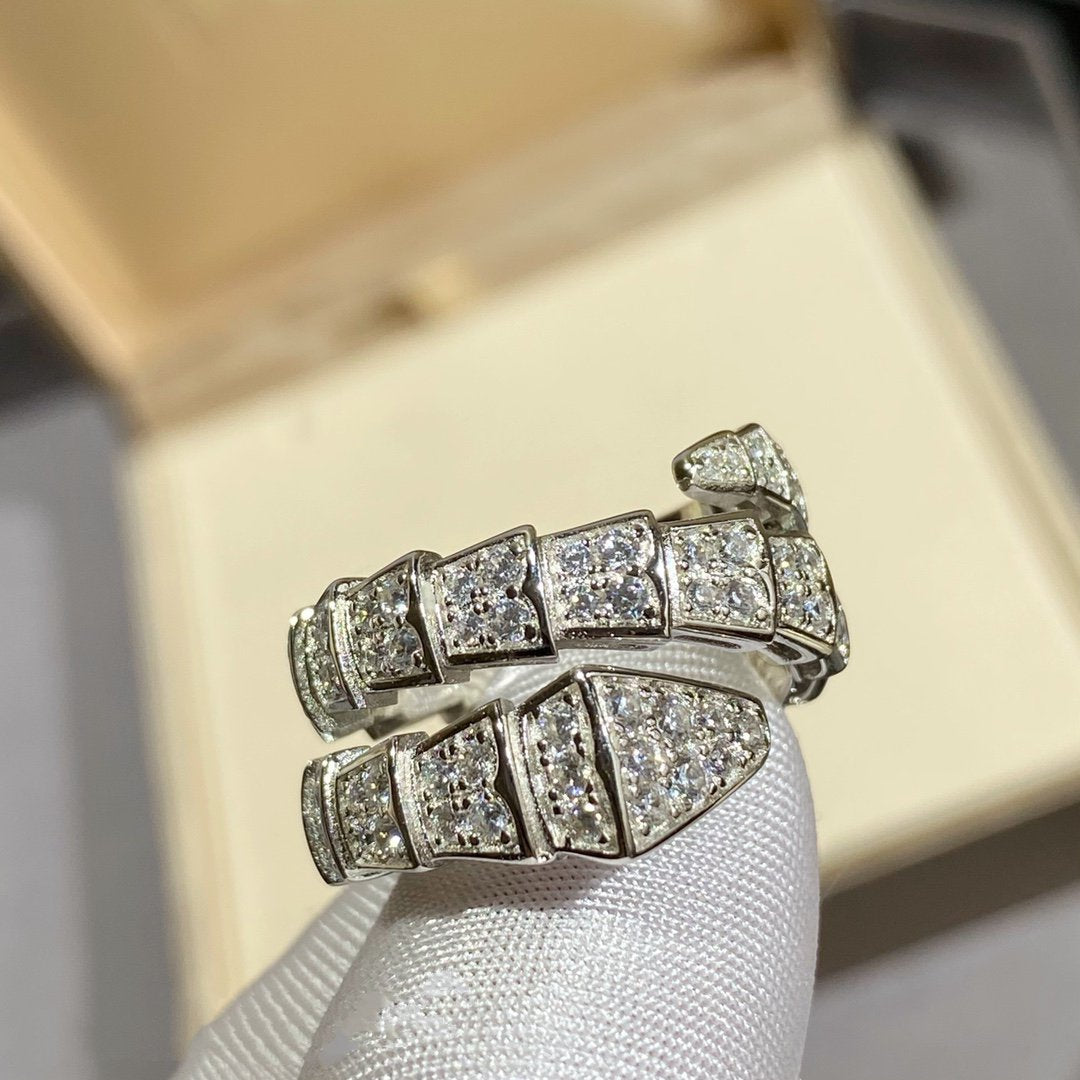 [baslovejewels]SERPENTI DOUBLE RING SILVER DIAMOND PAVED