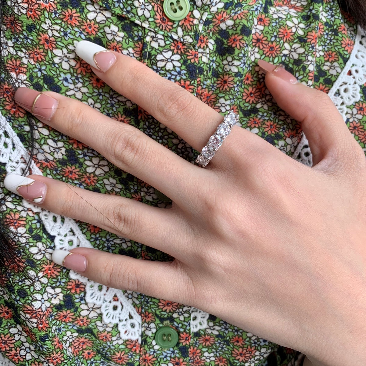 [baslovejewels]Gorgeous Round Cut Tennis Ring