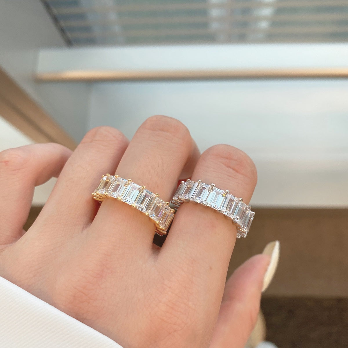 [baslovejewels]0.75 Carat Elegant Emerald Cut Tennis Ring