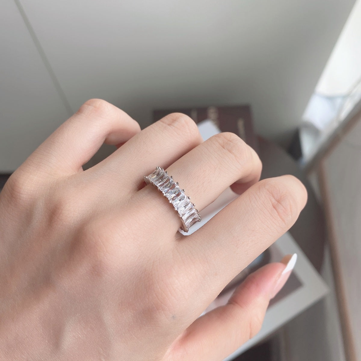 [baslovejewels]Unique Colorful Radiant Cut RIng