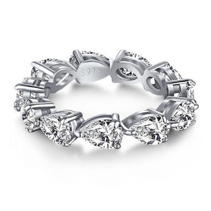 [baslovejewels]Exquisite Pear Cut Tennis Ring