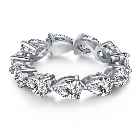 [baslovejewels]Exquisite Pear Cut Tennis Ring