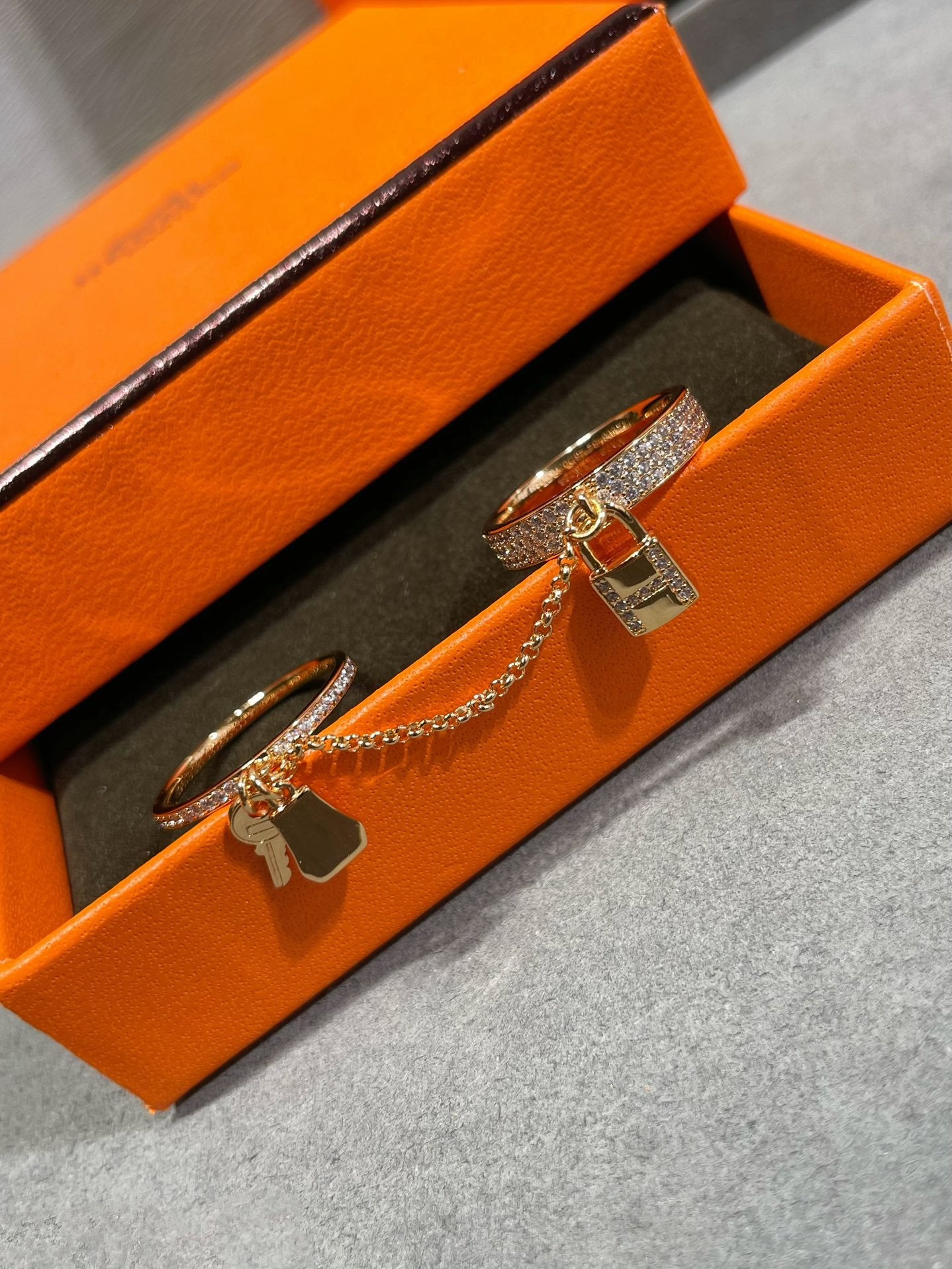 [baslovejewels]HM KELLY CLOCHETTE DOUBLE RING IN  WITH DIAMONDS