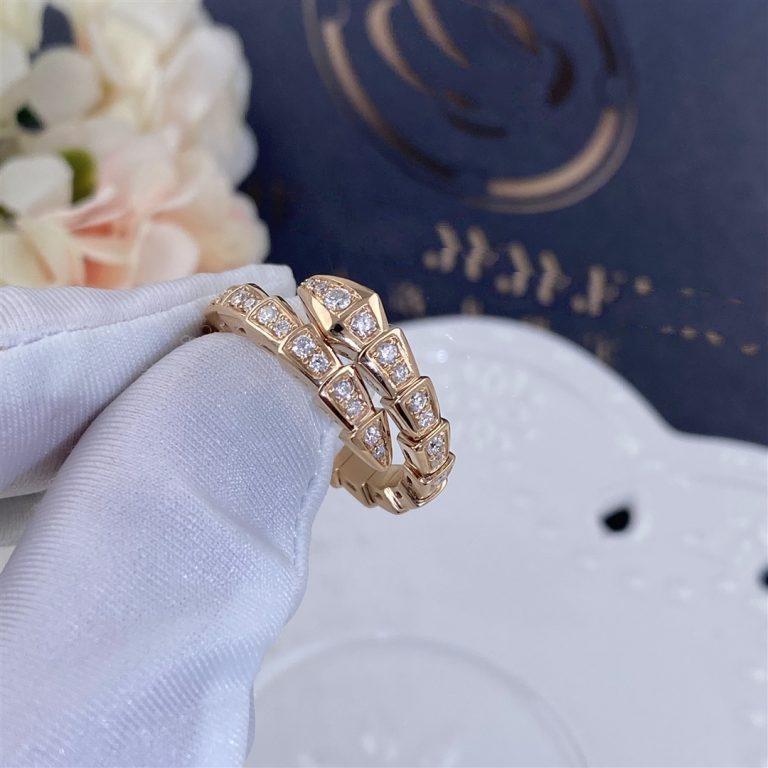 [baslovejewels]SERPENTI RING PINK GOLD DIAMOND PAVED 4MM