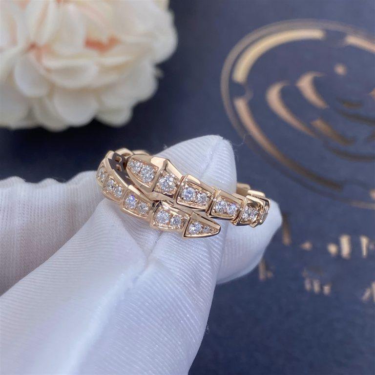 [baslovejewels]SERPENTI RING PINK GOLD DIAMOND PAVED 4MM