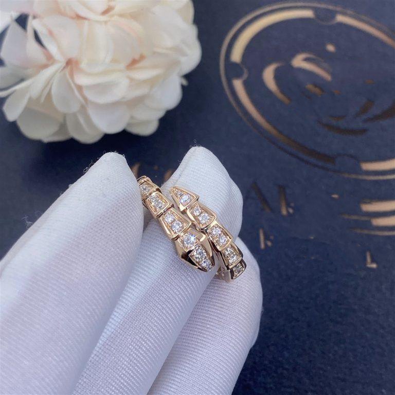 [baslovejewels]SERPENTI RING PINK GOLD DIAMOND PAVED 4MM