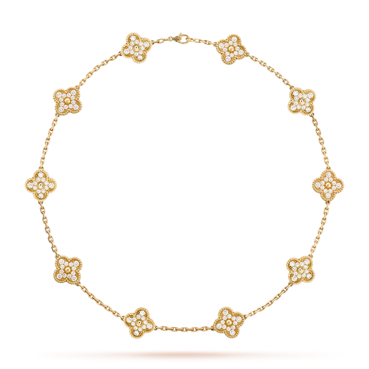 [baslovejewels]CLOVER 10 MOTIFS DIAMOND NECKLACE