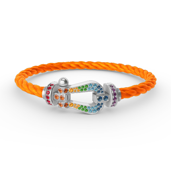 [baslovejewels]FORC LARGE HORSESHOE  COLORED DIAMOND BRACELET SILVER