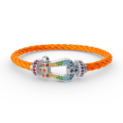 [baslovejewels]FORC LARGE HORSESHOE  COLORED DIAMOND BRACELET SILVER