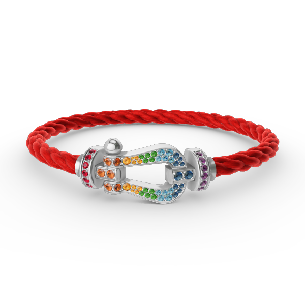 [baslovejewels]FORC LARGE HORSESHOE  COLORED DIAMOND BRACELET SILVER