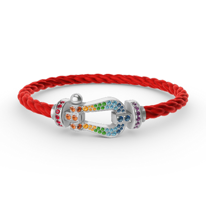 [baslovejewels]FORC LARGE HORSESHOE  COLORED DIAMOND BRACELET SILVER