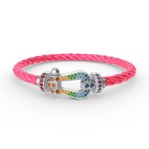 [baslovejewels]FORC LARGE HORSESHOE  COLORED DIAMOND BRACELET SILVER