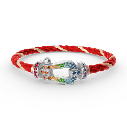 [baslovejewels]FORC LARGE HORSESHOE  COLORED DIAMOND BRACELET SILVER