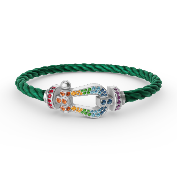 [baslovejewels]FORC LARGE HORSESHOE  COLORED DIAMOND BRACELET SILVER