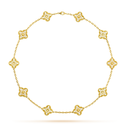 [baslovejewels]CLOVER 10 MOTIFS DIAMOND NECKLACE