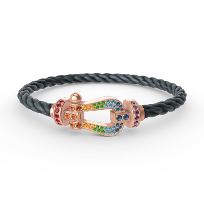 [baslovejewels]FORCE LARGE HORSESHOE  COLORED DIAMOND BRACELET ROSE GOLD