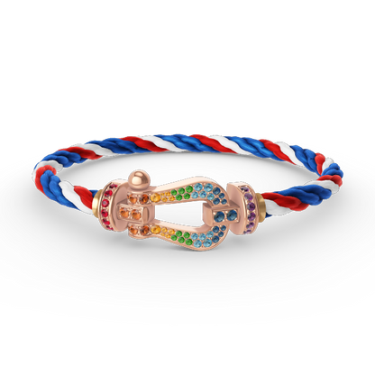 [baslovejewels]FORCE LARGE HORSESHOE  COLORED DIAMOND BRACELET ROSE GOLD
