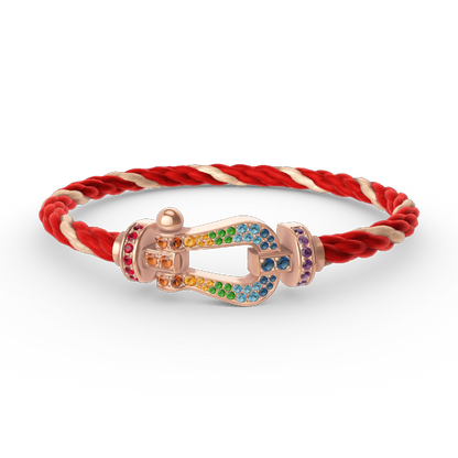 [baslovejewels]FORCE LARGE HORSESHOE  COLORED DIAMOND BRACELET ROSE GOLD