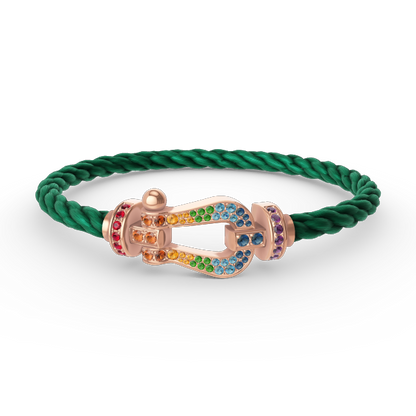 [baslovejewels]FORCE LARGE HORSESHOE  COLORED DIAMOND BRACELET ROSE GOLD