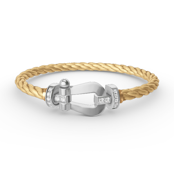 [baslovejewels]FORCE LARGE HORSESHOE HALF DIAMOND BRACELET SILVER