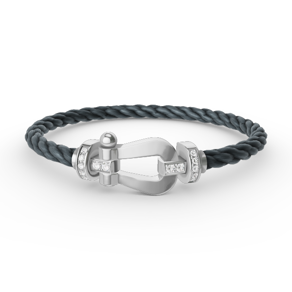 [baslovejewels]FORCE LARGE HORSESHOE HALF DIAMOND BRACELET SILVER
