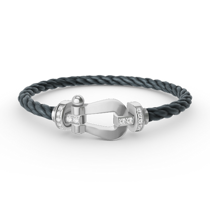 [baslovejewels]FORCE LARGE HORSESHOE HALF DIAMOND BRACELET SILVER