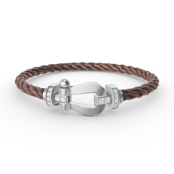 [baslovejewels]FORCE LARGE HORSESHOE HALF DIAMOND BRACELET SILVER