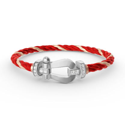 [baslovejewels]FORCE LARGE HORSESHOE HALF DIAMOND BRACELET SILVER